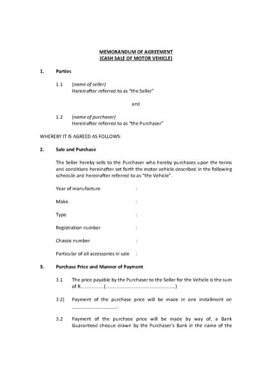 picture Agreement Sample 202926 | Template Cash Sale Motor Vehicle1