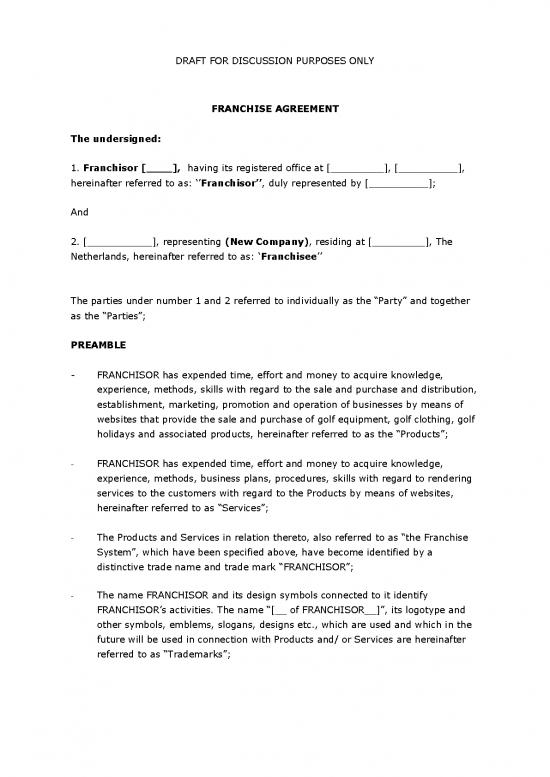 picture Agreement Sample 201441 | Template Franchise Agreement Uk