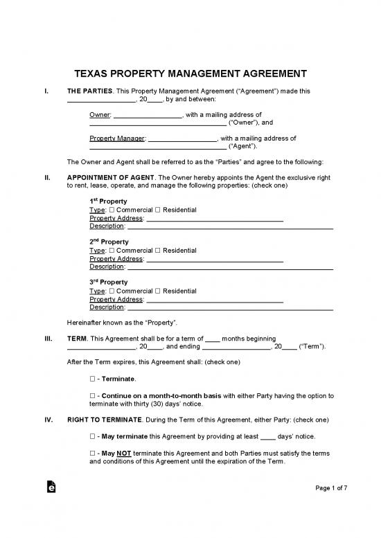 picture_Lease Agreement Template 201563 | Texas Property Management Agreement