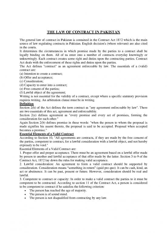 picture Agreement Contract Sample 201851 | The Law Of Contract In Pakistan