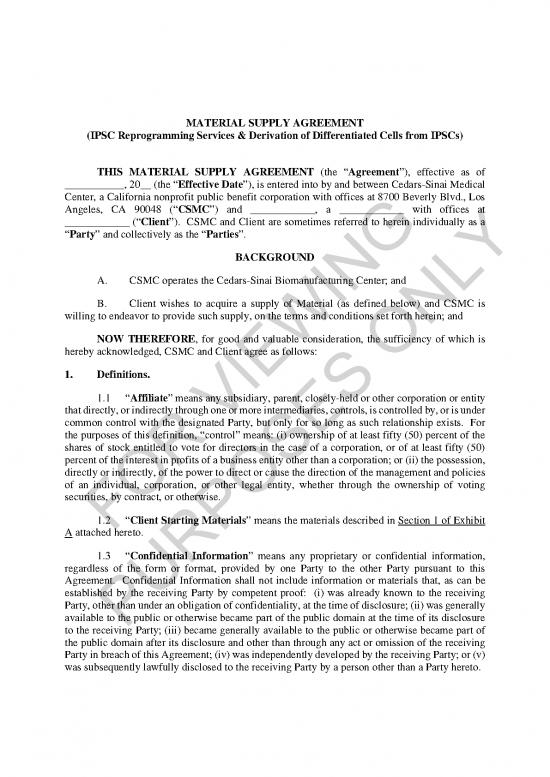picture Agreement Sample 202547 | View Only Ipsc Core Manufacturing Agreement Rev 4 2020