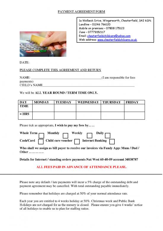picture Agreement Form 201409 | Wingerworth Payment Agreement Form