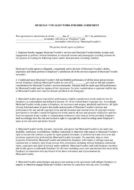 picture Agreement Sample 202037 | Work For Hire Agreement