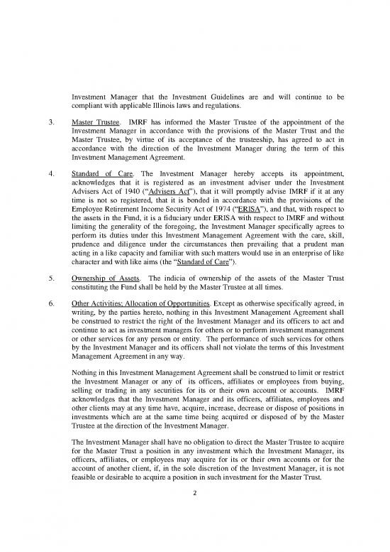 Agreement Sample 203001 Sample Investment Manager Agreement