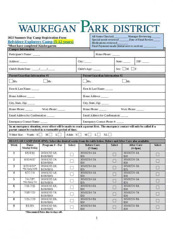picture Camp Registration Form Id 23824 | 2022 Explorers Camp Registration Form Revised 22