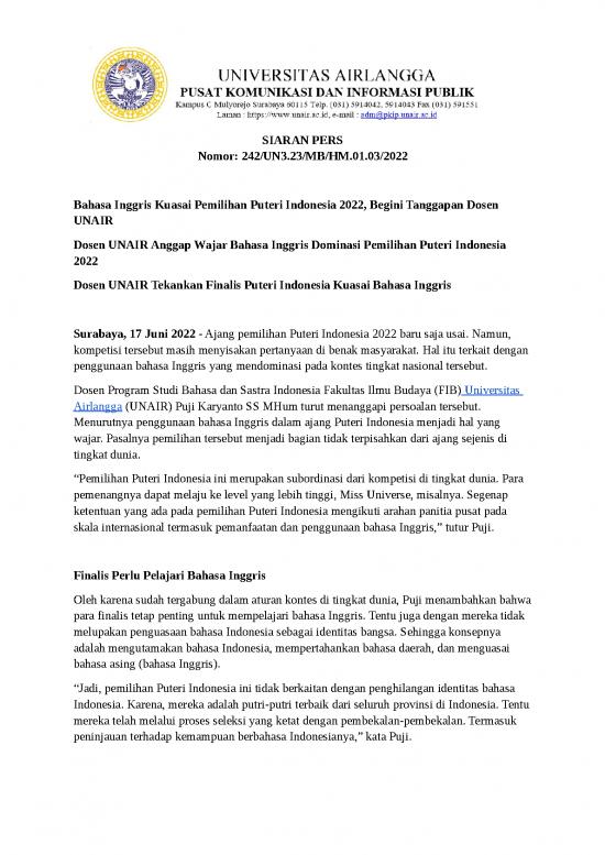 picture1_Bahasa Inggris Kuasai Pemilihan Puteri Indonesia 2022 Begini Tanggapan Dosen Unair