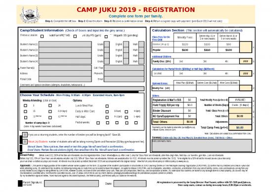 picture Camp Registration Form Id 23713 | Camp Juku Registration Form 2019 1 1
