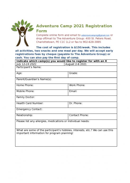 picture Camp Registration Form Id 23771 | Camp Registration 2021