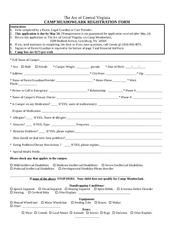 picture_Camp Registration Form Id 23688 | Camper Application 2019