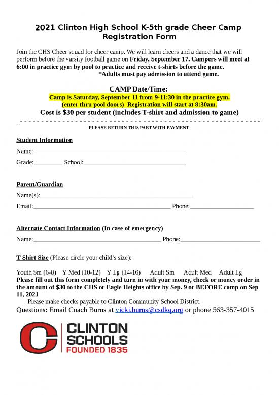 picture_Camp Registration Form Id 23783 | Chs Mini Camp Registration 1