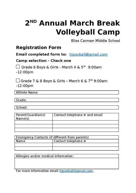 picture1_Camp Registration Form Id 23767 | March Break Volleyball Camp   Registration