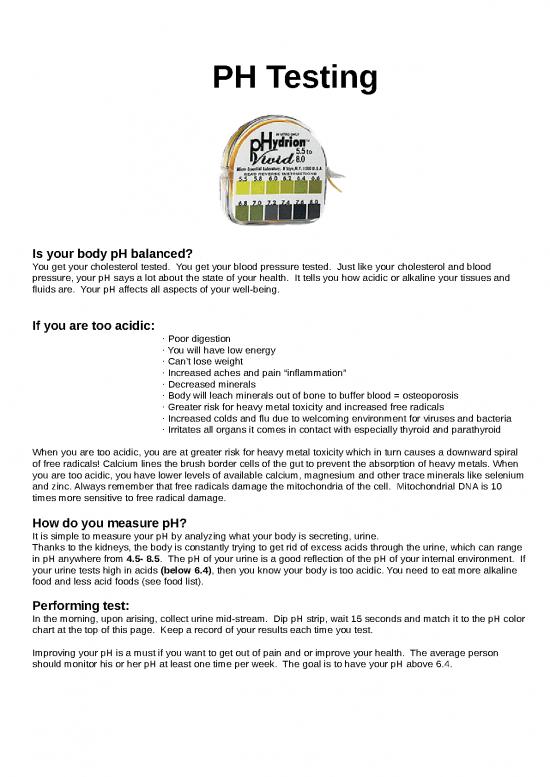 picture Health Flyer Template Word 23857 | Ph Testing Alkaline Food Patient Handout