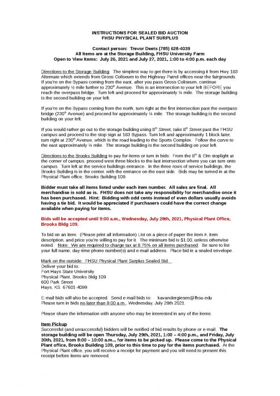 picture Auction Flyer Template Word 23877 | Sealed Bid Instructions 7 26 21