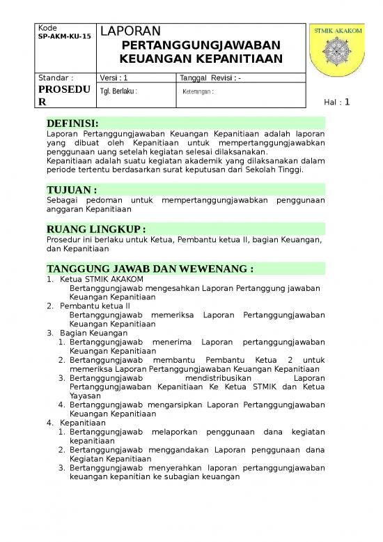 Surat Pengantar Laporan Pertanggungjawaban Bos