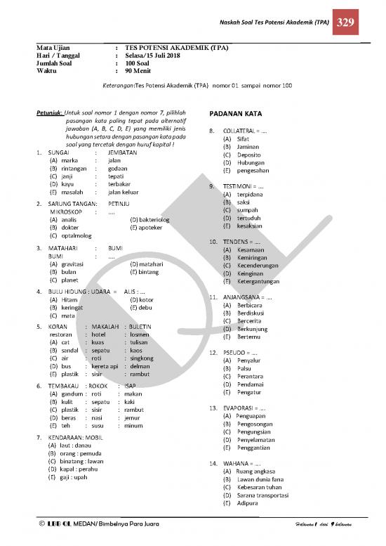 picture Tpa - Soal Tes Potensi Akademik Id 22790 | Tes Inteligensia Umum Tiu 100 Soal